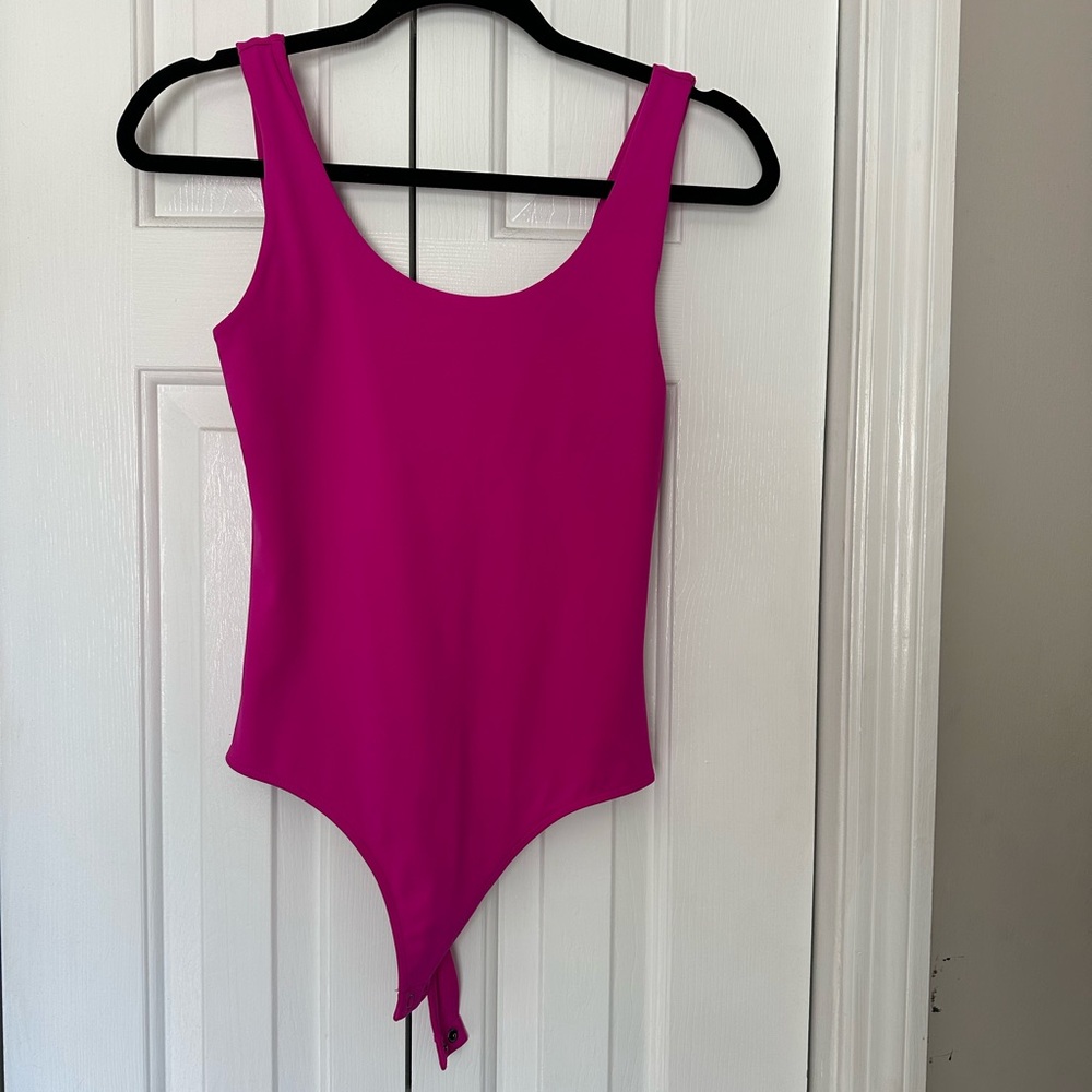 Magneta Pink Express High Compression Scoop Neck Bodysuit